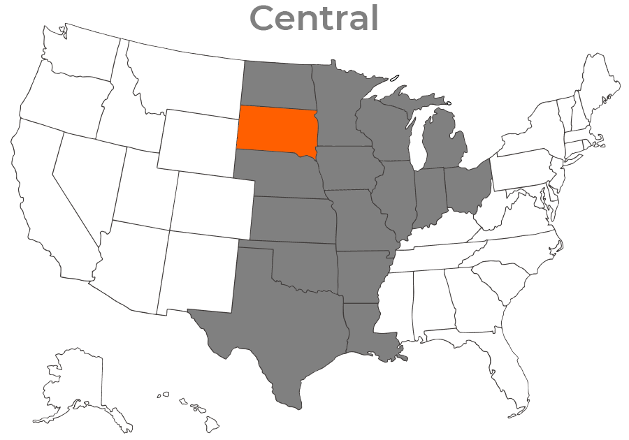 State map for south dakota